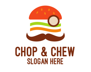 Fast Food - Moustache Burger Sandwich logo design