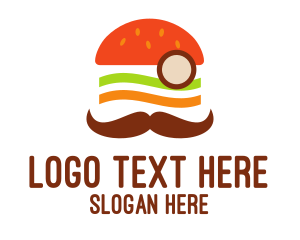 Monocle - Moustache Burger Sandwich logo design