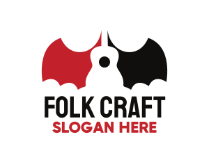 Folk - Bat Wings Guitar logo design