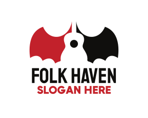 Folk - Bat Wings Guitar logo design