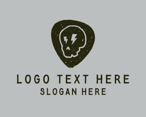 Clothing - Grainy Skull Lightning Bolt logo design