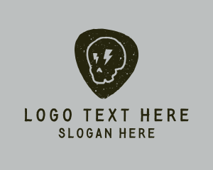 Skull - Grainy Skull Lightning Bolt logo design