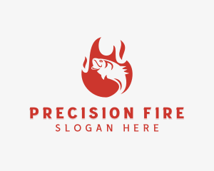 Fire Grilling Fish logo design