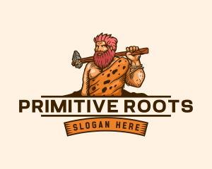 Prehistoric Caveman Axe logo design