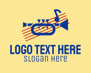 Music Store - Retro Trumpet Music logo design