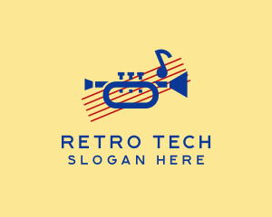 Retro Trumpet Music  logo design