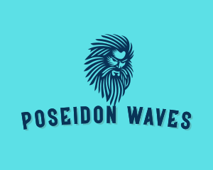 Poseidon - Mythology God Beard logo design