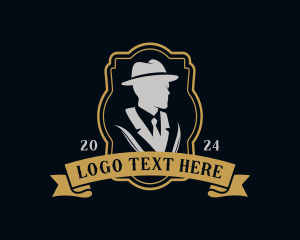Menswear - Gentleman Suit Hat logo design