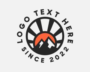 Camp - Sunset Mountain Peak logo design