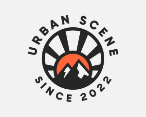 Scene - Sunset Mountain Peak logo design