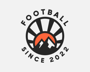 Campsite - Sunset Mountain Peak logo design