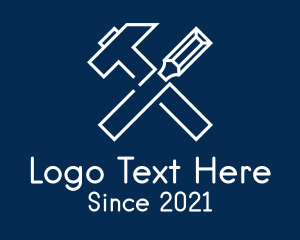 White - Woodwork Tools Outline logo design