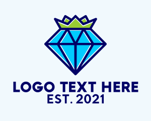 Precious Gem - Royal Diamond Crystal Crown logo design