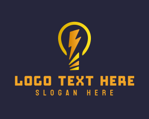 Yellow - Light Bulb Lightning Bolt logo design