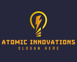 Light Bulb Lightning Bolt logo design