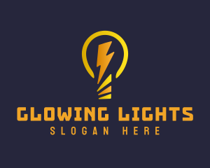 Light Bulb Lightning Bolt logo design