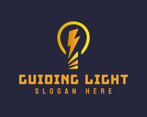 Light Bulb Lightning Bolt logo design