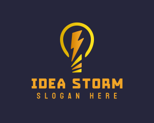 Light Bulb Lightning Bolt logo design