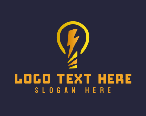Incandescent - Light Bulb Lightning Bolt logo design