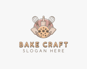 Whisk Rolling Pin Cookies logo design