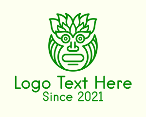Mayan Civilization - Leafy Tribal Mask logo design