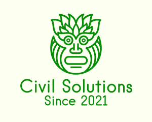 Leafy Tribal Mask logo design