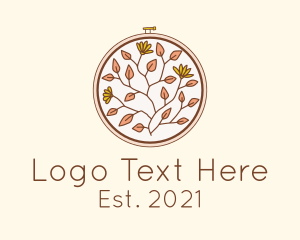 Needlecraft - Autumn Flower Embroidery logo design