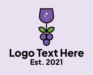 Glass - Wine Glass Grape logo design