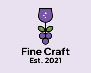 Wine Glass Grape  logo design