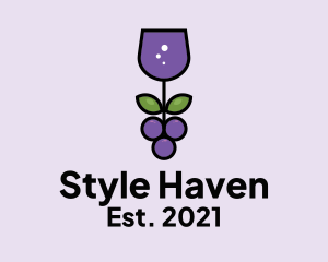 Bartending - Wine Glass Grape logo design