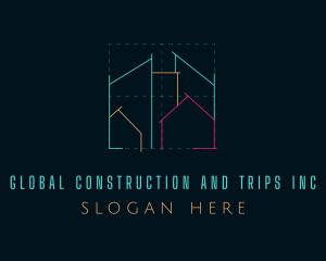 Skyscraper - City Blueprint Architecture logo design