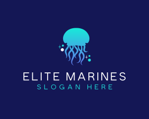 Ocean Marine Jellyfish logo design