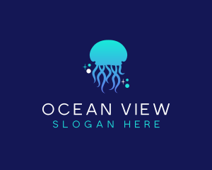 Ocean Marine Jellyfish logo design