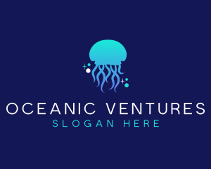 Ocean Marine Jellyfish logo design