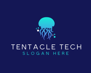 Ocean Marine Jellyfish logo design