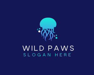 Ocean Marine Jellyfish logo design