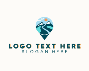 Tourism - Travel Mountain Location Pin logo design