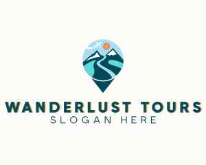 Travel Mountain Location Pin logo design