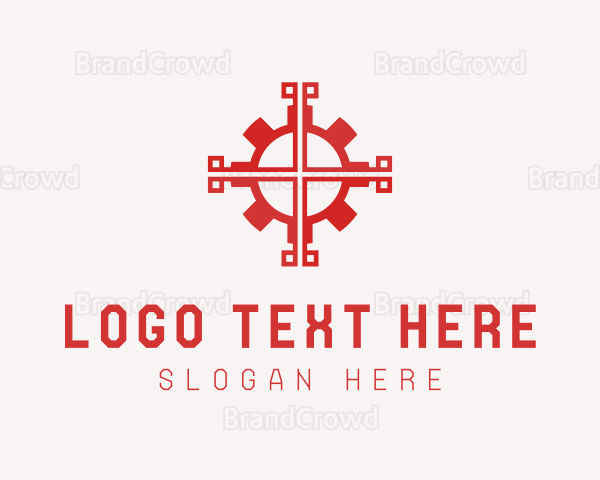 Mechanical Gear Cross Logo