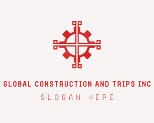 Symbol - Mechanical Gear Cross logo design