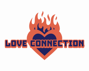 Heart Love Flame logo design