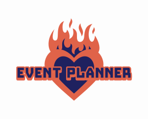 Fire - Heart Fire Flame logo design
