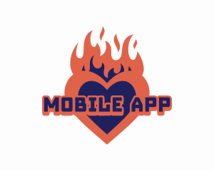 Heat - Heart Fire Flame logo design
