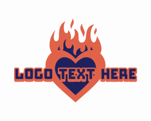 Flame - Heart Fire Flame logo design