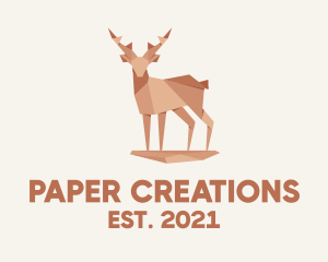 Papercraft - Deer Stag Origami logo design