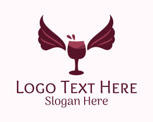 Liquor - Wings Wine Glass logo design