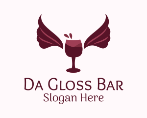 Wings Wine Glass  logo design