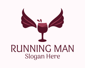 Liquor - Wings Wine Glass logo design