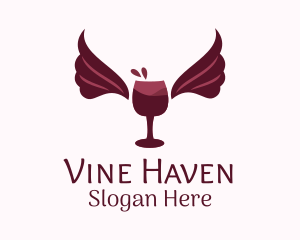 Wings Wine Glass  logo design