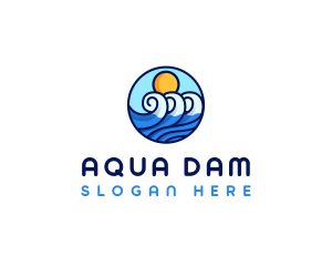 Sun Water Wave  logo design
